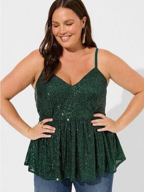 Torrid Peplum Sequin V-Neck Tank Plus Size 4X